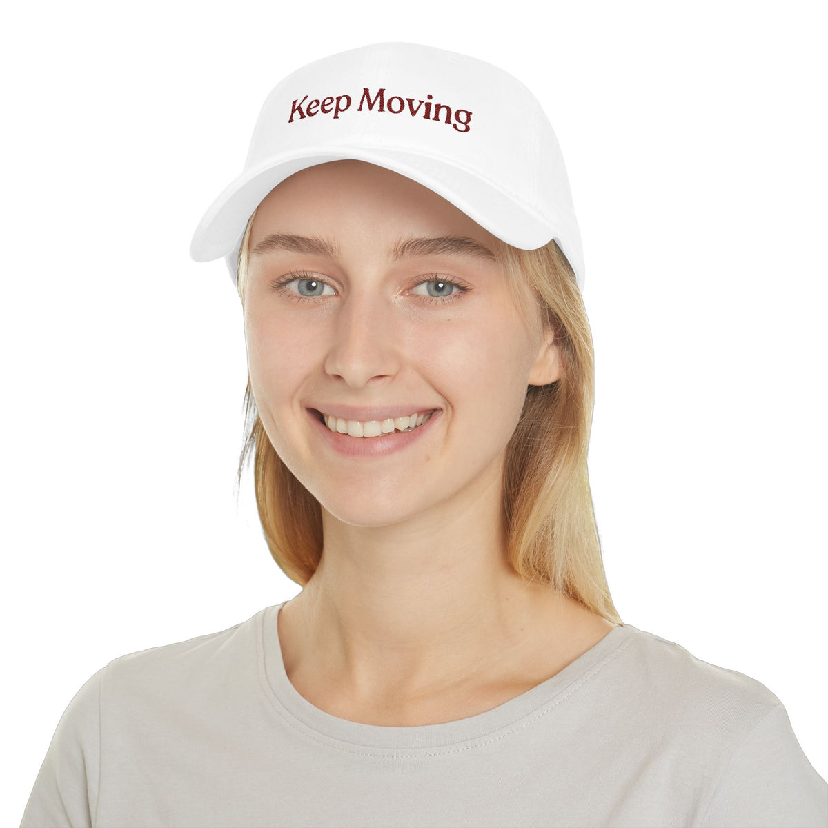 Brown Keep Moving Baseball Cap — Casual Motivational Low-Profile Hat