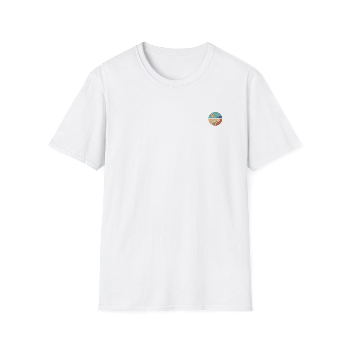 Luvin Life Well Emblem Shirt with Keep Moving Back – Minimal Beach Sunset Tee with Small Retro Coastal Graphic