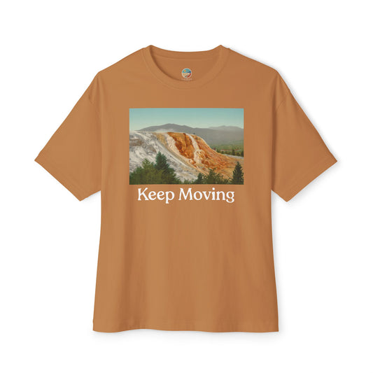 Yellowstone "Keep Moving" Tee — Vintage Landscape Graphic Boxy T‑Shirt