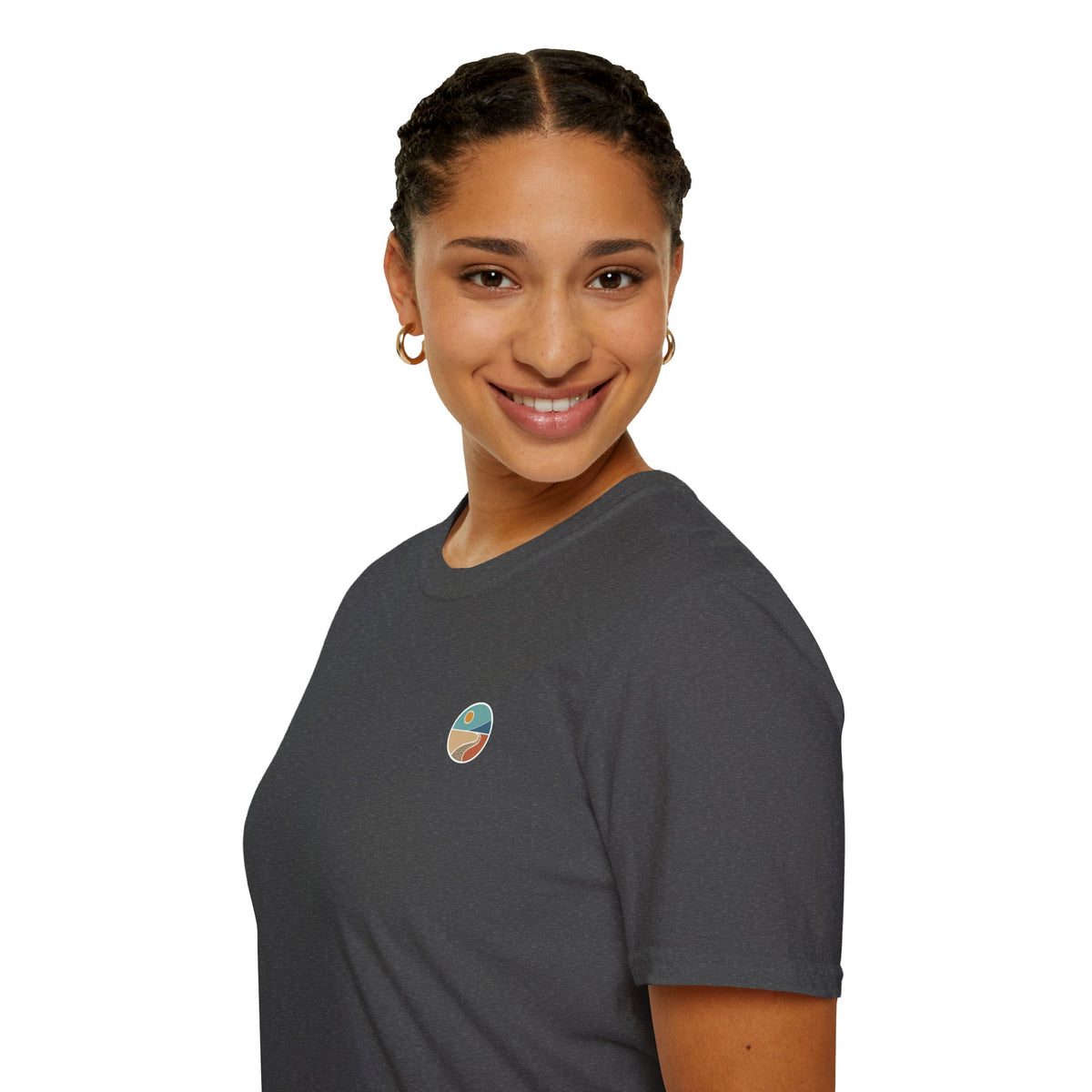 Luvin Life Well Emblem Shirt with Keep Moving Back – Minimal Beach Sunset Tee with Small Retro Coastal Graphic