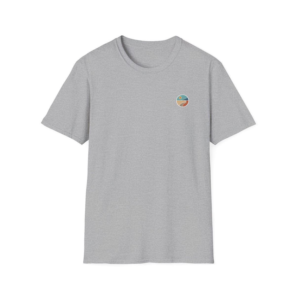 Luvin Life Well Emblem Shirt with Keep Moving Back – Minimal Beach Sunset Tee with Small Retro Coastal Graphic