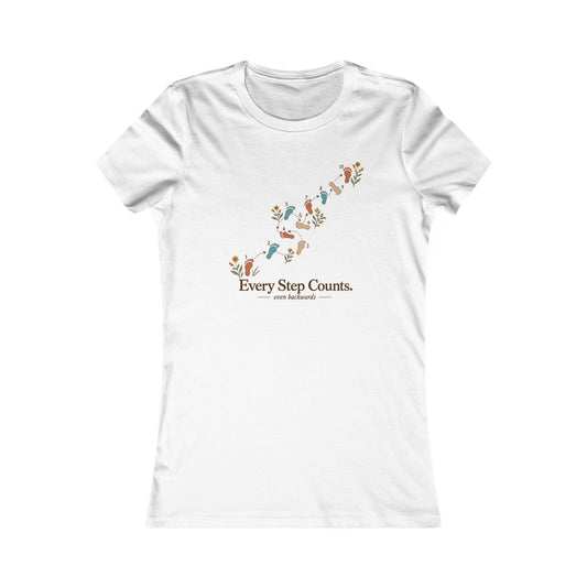 Every Step Counts Women's Tee — Motivational Floral Walking Shirt