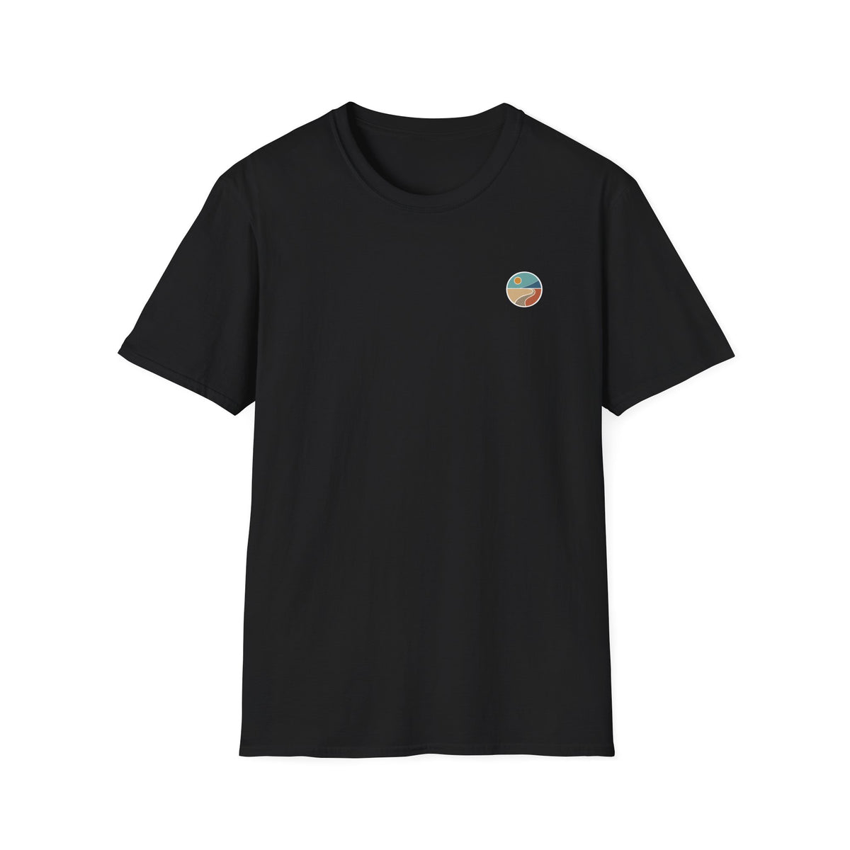 Luvin Life Well Emblem Shirt with Keep Moving Back – Minimal Beach Sunset Tee with Small Retro Coastal Graphic