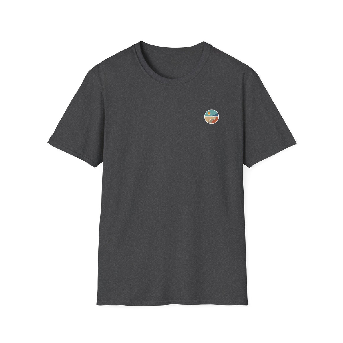 Luvin Life Well Emblem Shirt with Keep Moving Back – Minimal Beach Sunset Tee with Small Retro Coastal Graphic