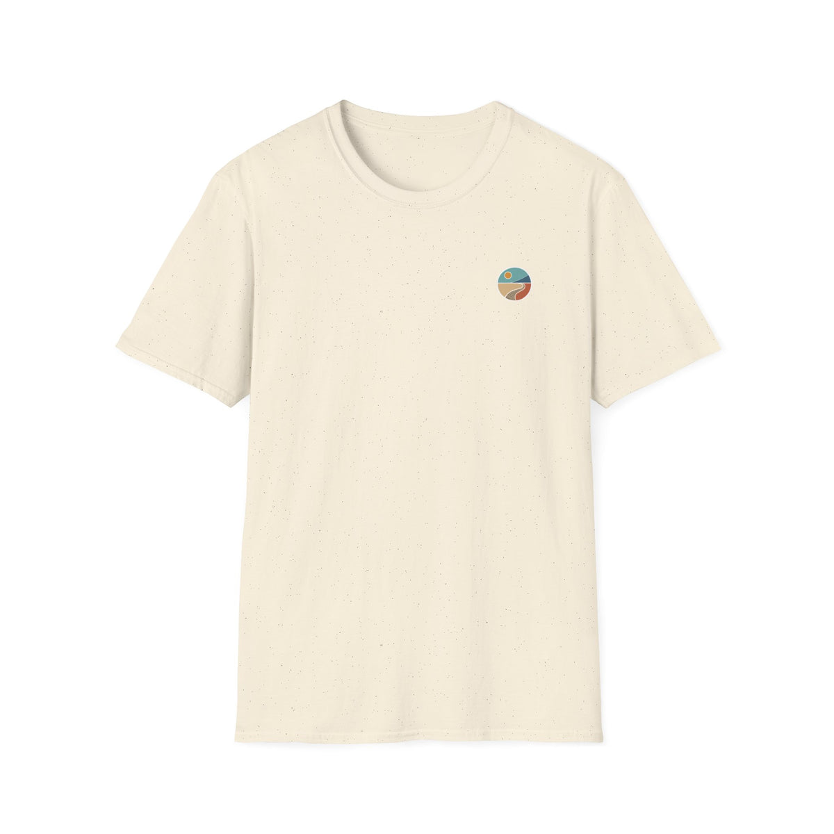 Luvin Life Well Emblem Shirt with Keep Moving Back – Minimal Beach Sunset Tee with Small Retro Coastal Graphic